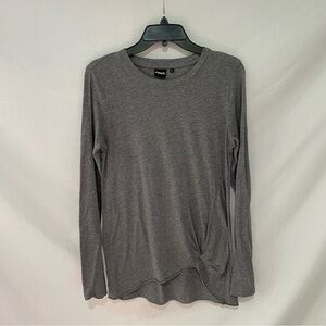 Mono B Women’s Charcoal Long Sleeve Tee with Knot-like Hem Size Small